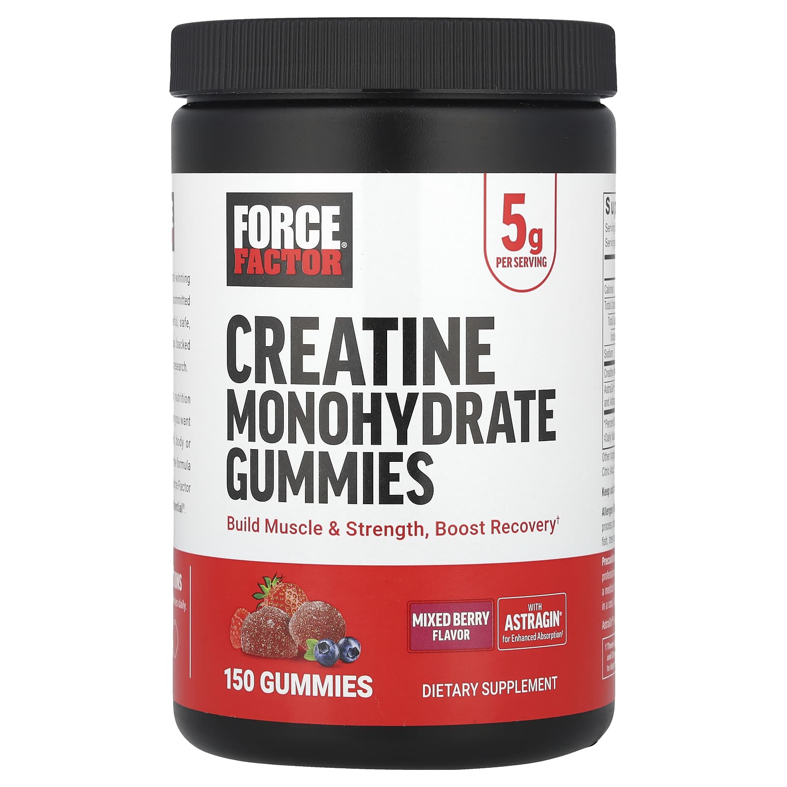 

Force Factor, creatine monohydrate gummies, mixed berry, 5g, 150 gummies