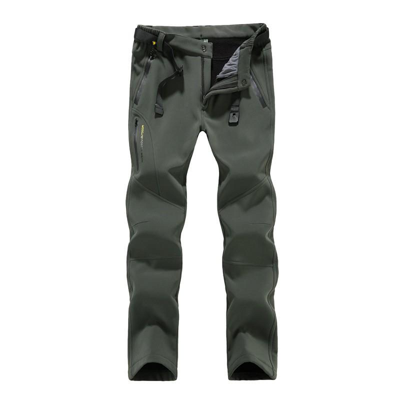 Mens Womens Winter Fleece-Lined Softshell Pants Windproof Thermal Hiking Skiing Outdoor Trousers