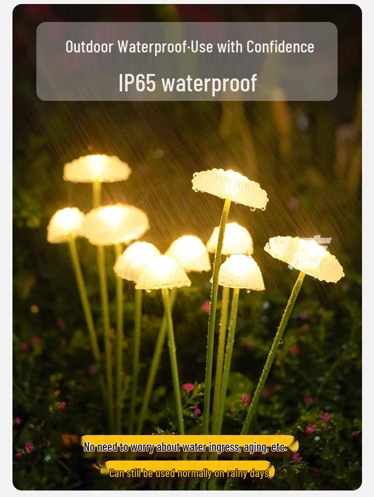 LED Solar Jellyfish Silicone Mushroom Garden Light - Outdoor Decorative Lawn Atmosphere Lamp