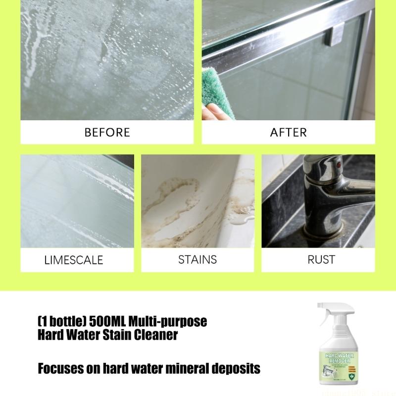 QX2E Universal Hard Water Residues Cleaner 500ML Gentle and Effective Stain Remover For Daily Use On Multiple Home Surfaces