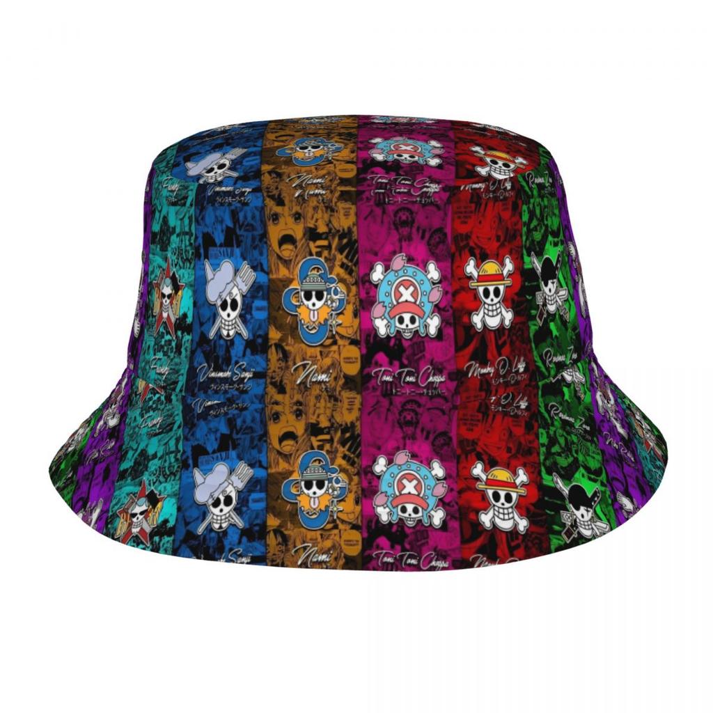 Japonia Anime Zoro Luffy Czapki Bucket Hat z Czaszką dla Kobiet Mężczyzn Letnia Jednoczęściowa Kapelusz Floppy Unikalna na Sporty na Świeżym Powietrzu Kapelusz Wędkarski Ispoti