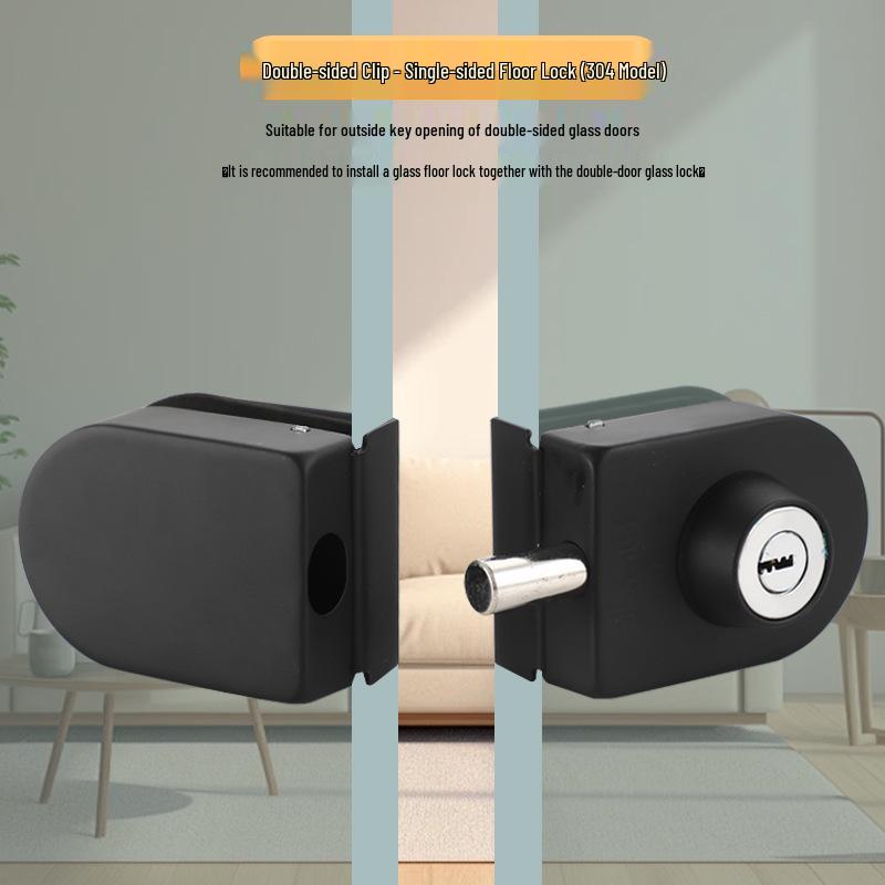 Frameless Glass Door Lock: U-shaped Hook & Round Lock for Single/Double Sliding Main or Office Doors