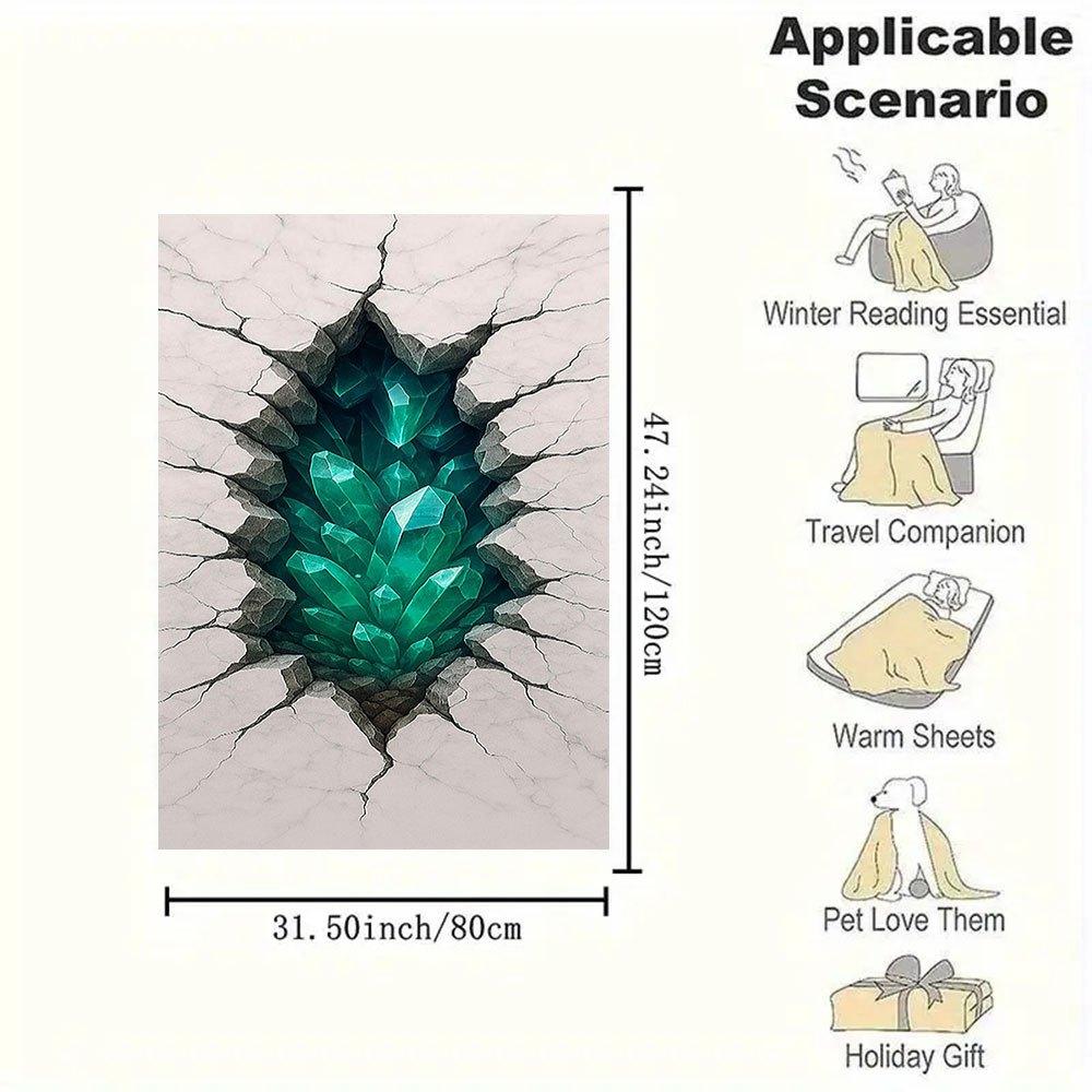 "Emerald Crystal Wall Art: A Glimmer of Nature's Beauty"Blanket Flannel Throw Blanket for Sofa, Bed, Travel, Camping, Office, Couch, Chair,