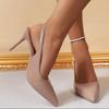 Leisure Pumps Sandals Female Office Career Thin Super High Heels Pointed Toe Shoes for Women Leather Slip on Summer Sandals
