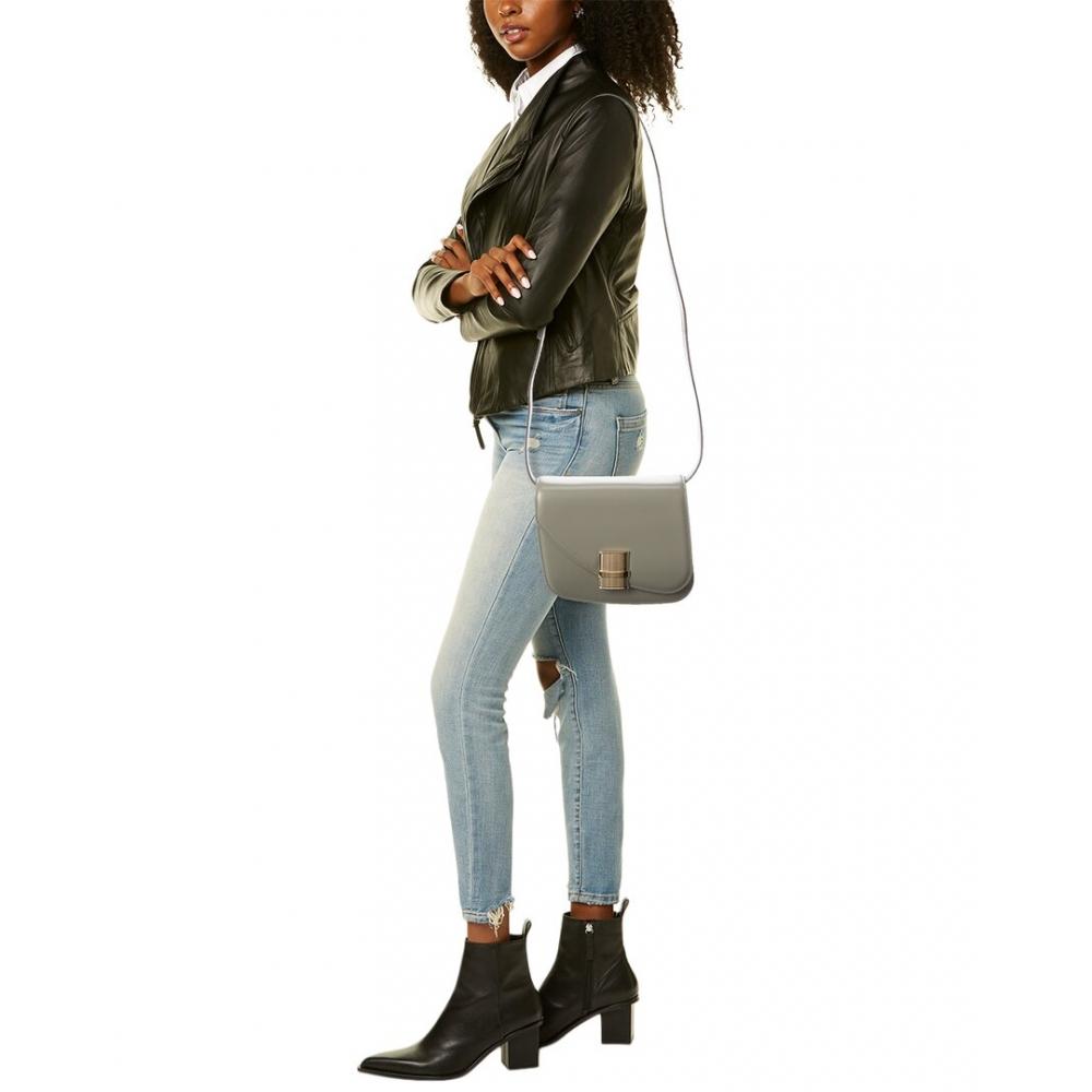 Salvatore Ferragamo Ferragamo Fiamma Small Leather Crossbody Grey
