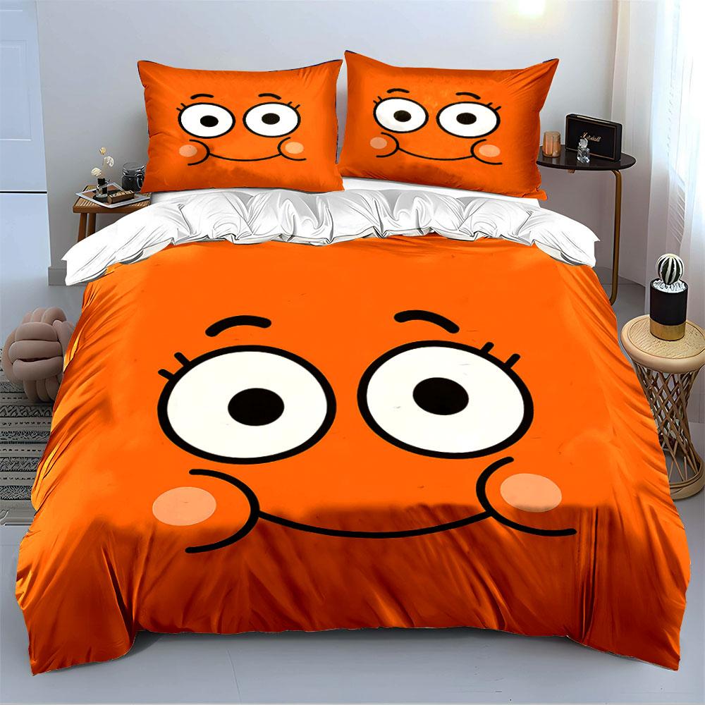 Lachendes Gesicht Cartoon Design Bettwäsche Bettbezug Set Bettbezug Kissenbezüge (1*Bettbezug 2*Kissenbezüge, ohne Bettdecke)