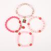 Strawberry Pendant Pink Beads Multilayer Stretch Bracelet Cute Fruit Hand Decoration Gift for Women