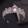 Luxury Pink Crystal Bridal Jewelry Sets for Women Tiaras Necklace Sets Girls Wedding Crown Combs Bride Jewelry