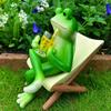 Resin Frog Sit Chair Sculpture Cute Frog Desktop Figurine Rocking Chair Frog Statue  Gift Giving