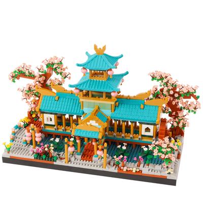 LULUFUN Stavebnice Svatyně dohazování hračka 3D puzzle Květ broskvoně dohazování láska náklonnost mini kostky sestavování dívky děti dospělí jarní oslava