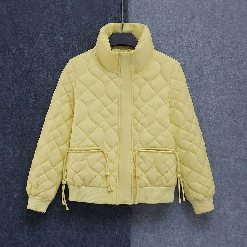 

Модная и теплая хлопковая куртка с воротником-стойкой, короткое пуховое пальто с ромбовидным узором на зиму 4XL жёлтый
