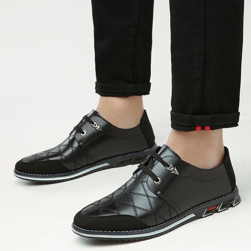 Large Size 2025 Autumn Men's Casual Leather Shoes Men's Shoes Without Shoelaces, One Pedal or Lace-up British Men's Shoes