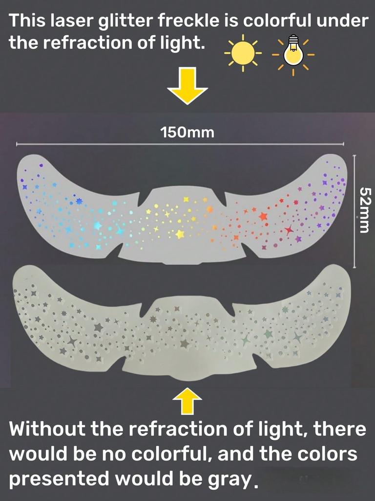 12/6 Stück Glitzer Sommersprossen Gesichtstattoo Temporäre Fake Sternen-Sommersprossen Aufkleber Make-up Patches für DIY Y2K Musikfestival Make-up