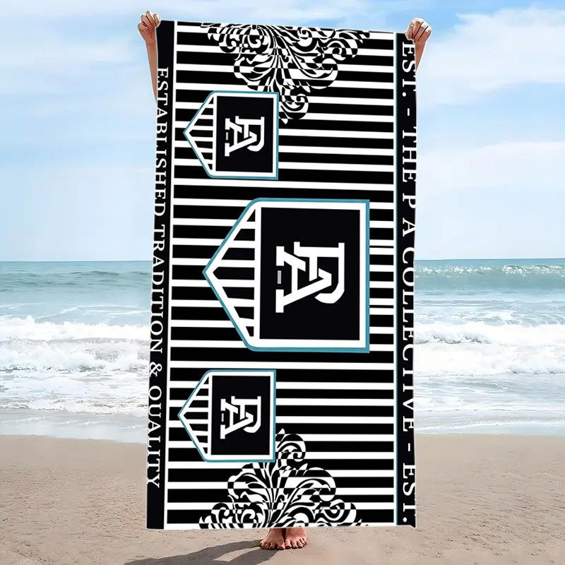 Port Adelaide Power Print Beach Towel, Large Soft Quick Dry Towel for Beach Camping Swimming