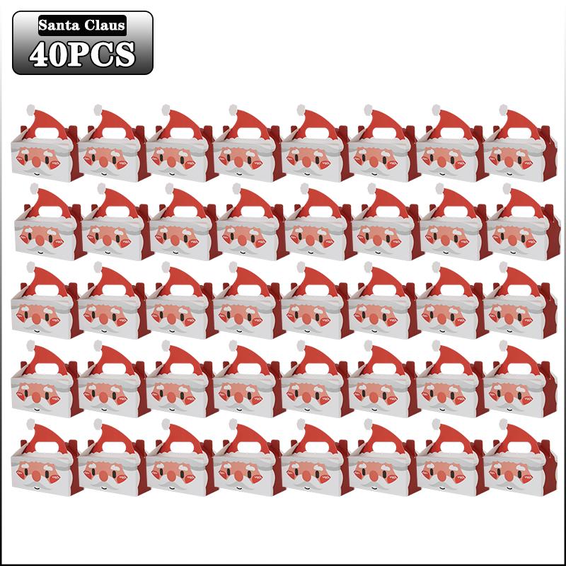Christmas Small Gift Boxes Cardboard Goodie Treat Boxes Easy To Assemble Paper Boxes for Kids Santa Claus Party Favors Supplies