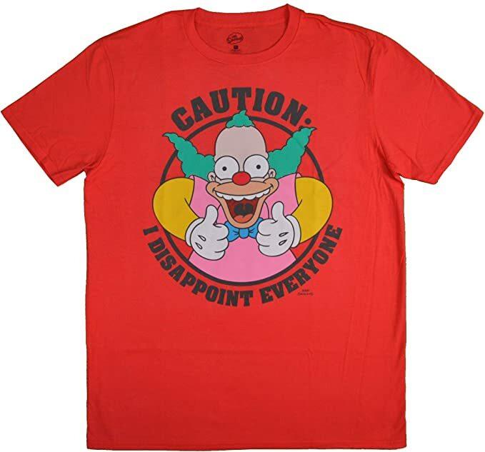 The Simpsons Krusty The Clown Caution I Disappoint Everyone T-shirt New S