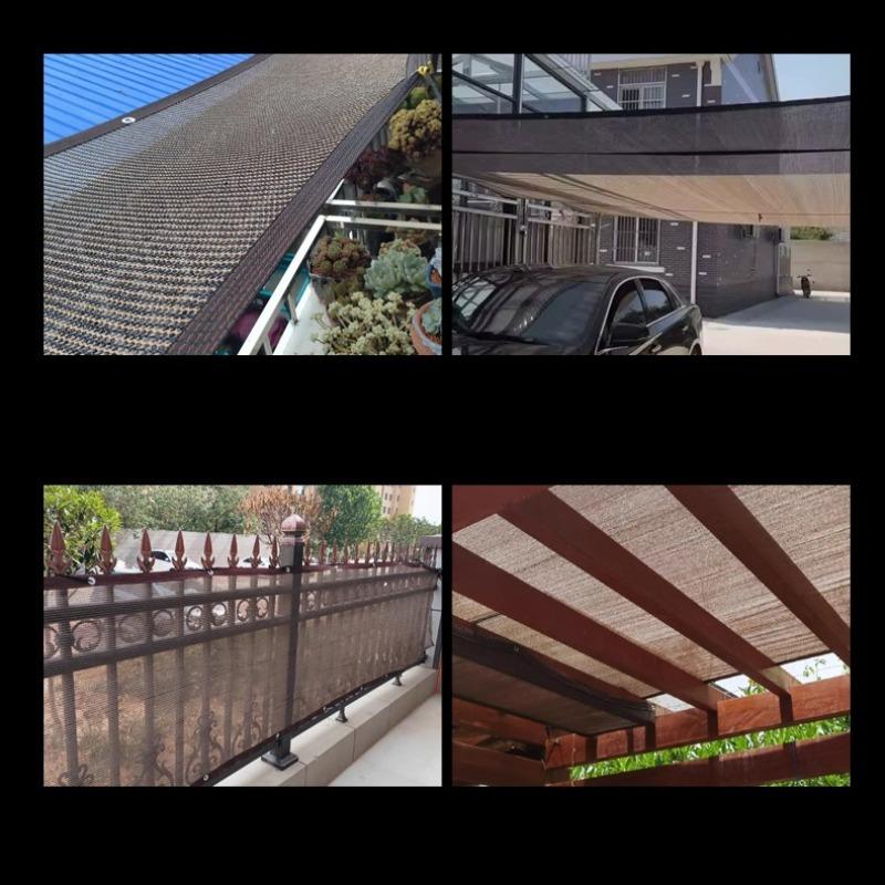 1pcs Encrypt 8 Needles Coffee Colored Sunshade Net Thickened Edging Perforated Anti UV Mesh Courtyard Cooling Anti-aging and Sun Protection Net