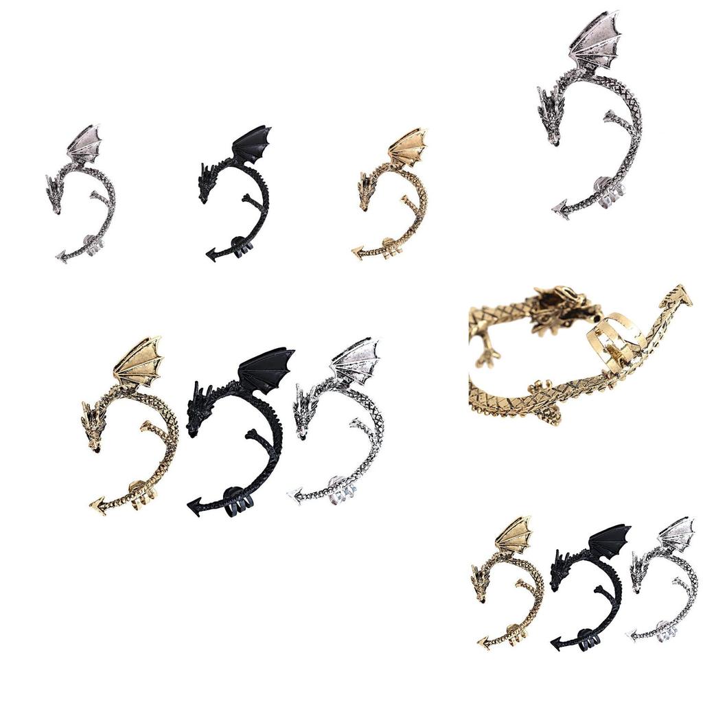 Gothic Dragon Ear Clips With Alloy Material And Vintage Copper Finish For Alternative Fashion