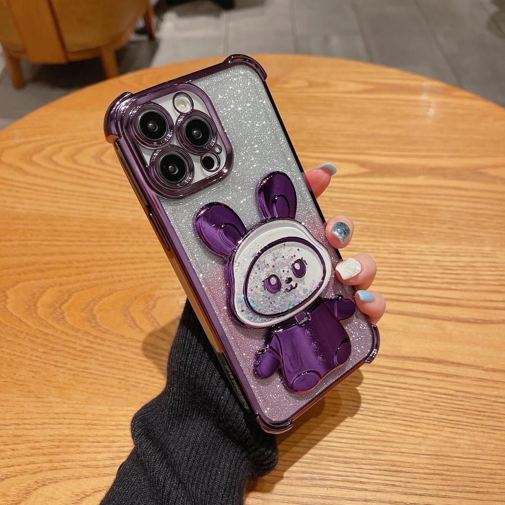 Electroplating model is suitable for iPhone17Promax mobile phone case cute Apple 16/15 quicksand rabbit 14/7P soft XR