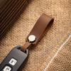 Laser Custom LOGO Crazy Horse Genuine Leather Keychain Vintage Car Keyring Personalize Engrave Name Key Chain Holder Men Women