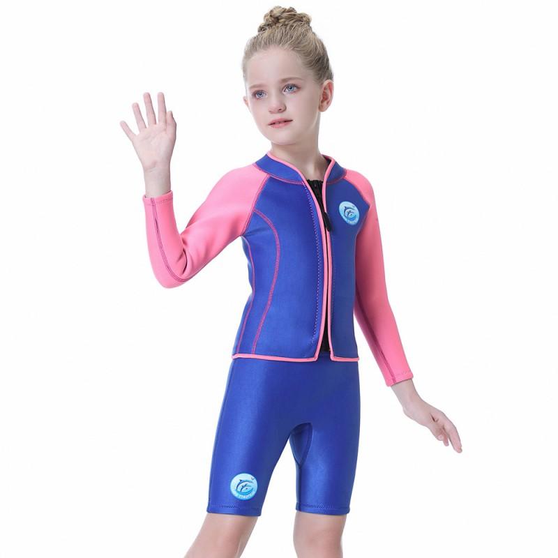 Kinder Taucheranzug 2,5MM Split Warm Badeanzug Jungen Mädchen Langarm Schnorcheln Surfen Quallen R009