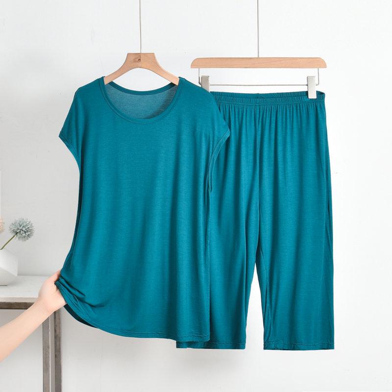 

Modal Women s Plus Size Summer Pajama Set – Loose, Round Neck, Lightweight Cotton Homewear 3XL