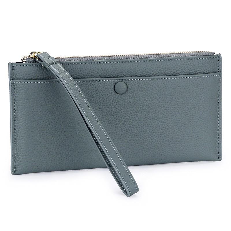 Long Women's Handheld Wallet With Cowhide Multi-function Zipper Large Capacity Wrist Mobile Phone Bag
