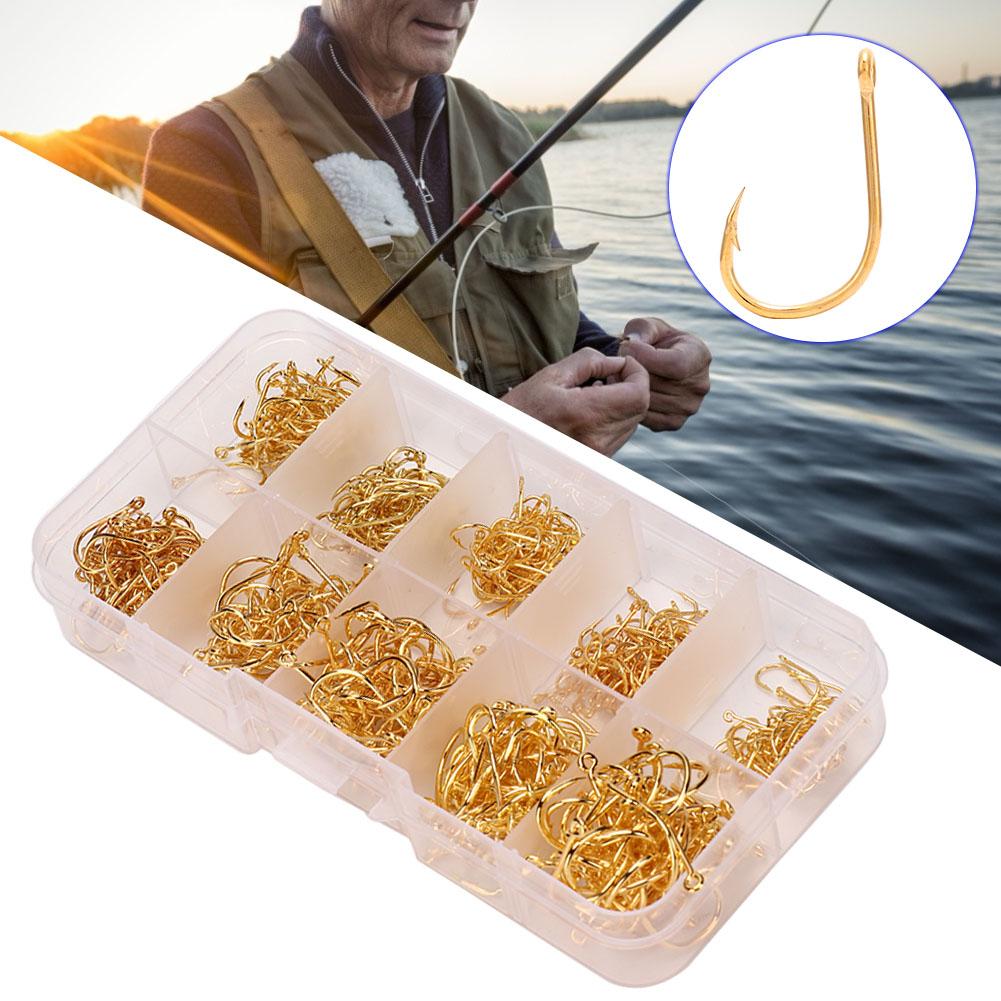 500Pcs Box High Carbon Steel Fishhooks Sharpened Barbed Circle Fishing Hooks Set 3 12 (#3)