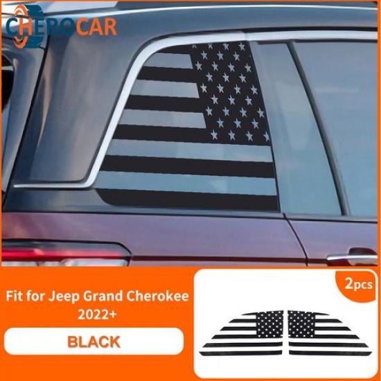 2PCS Black Rear Window Decals Sticker Trim US Flag For Jeep Grand Cherokee +
