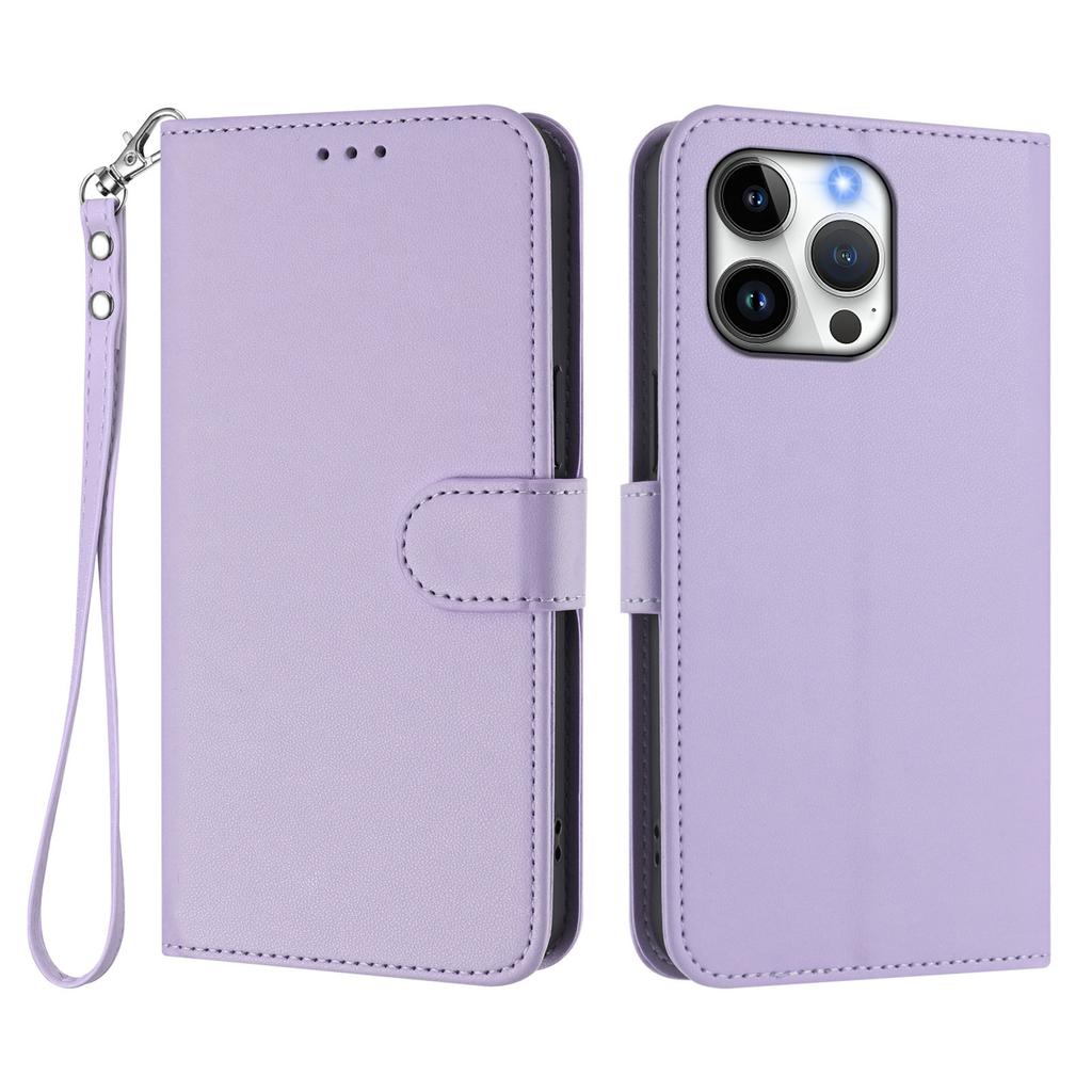 For iPhone 16 Pro Max Leather Case Wallet Stand Phone Cover with Wrist Strap