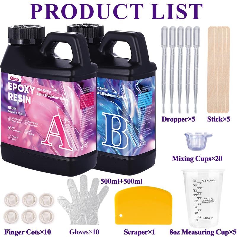 Clear Casting Epoxy Resin Kit – 1:1 Mix, Quick Cure Epoxy Resin Ideal for Jewelry, Resin Art DIY, River Tables & Home Decor DIY