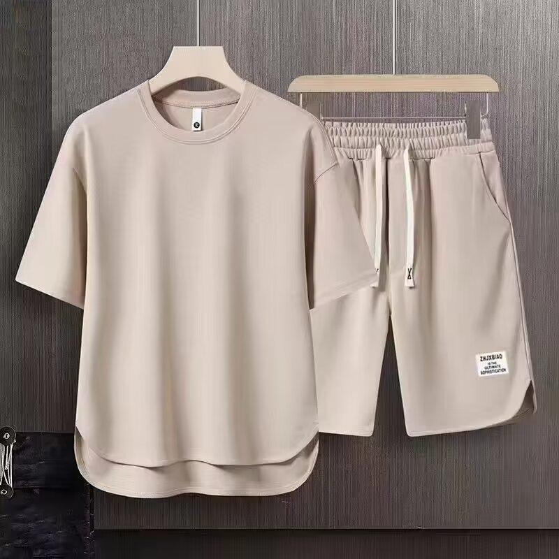 Ice Degree Men's Minimalist Summer Sportswear: Trendy Two-Piece Shorts & Pants Set