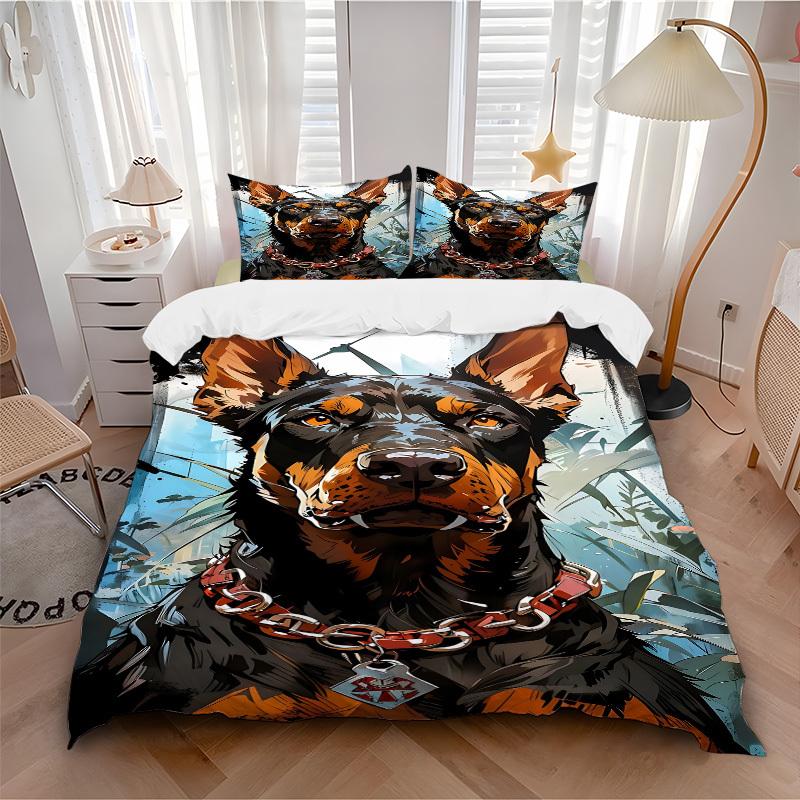 

3pcs Doberman Pinscher Pattern Bedding Set, Includes Without Pillow Inserts, Soft Comfortable Bedding Set,All-Season Use a0924052 135x200cm