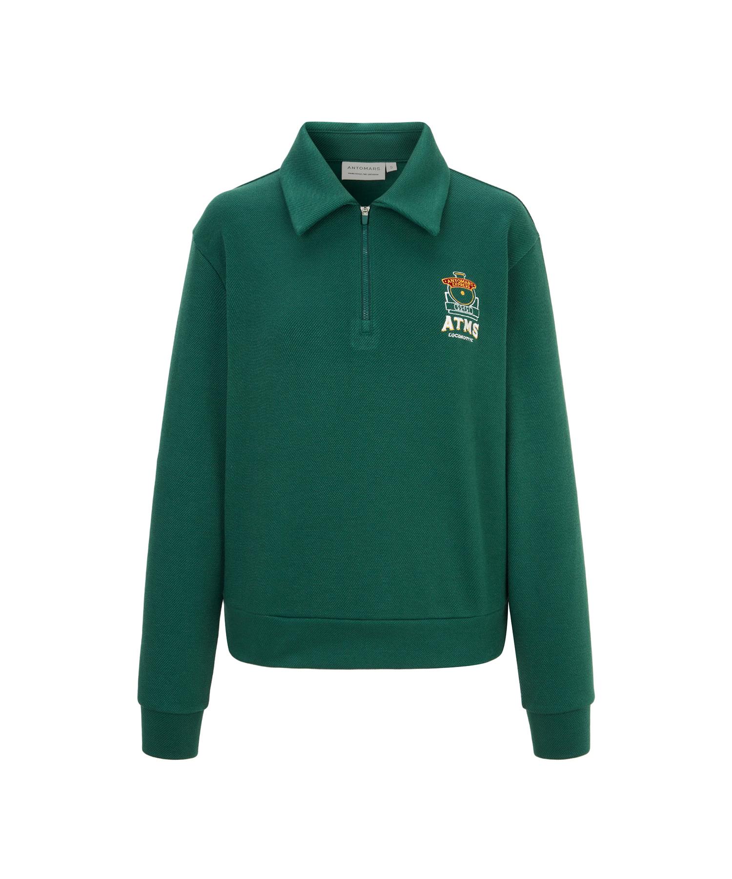Antomas Locomotive Collared Half-Zip Sweatshirt For Women - Green S