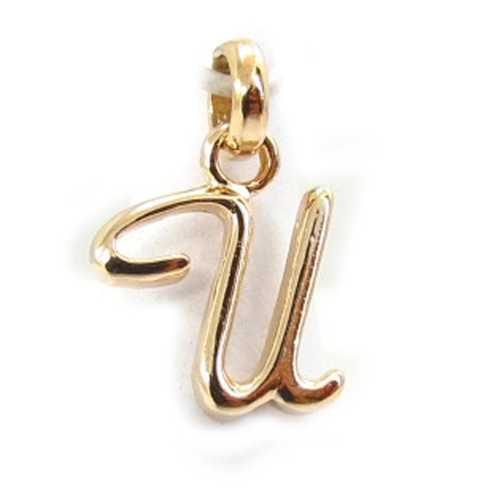 Les Trésors De Lily [K3670] - Gold Plated 'Letter U' Pendant