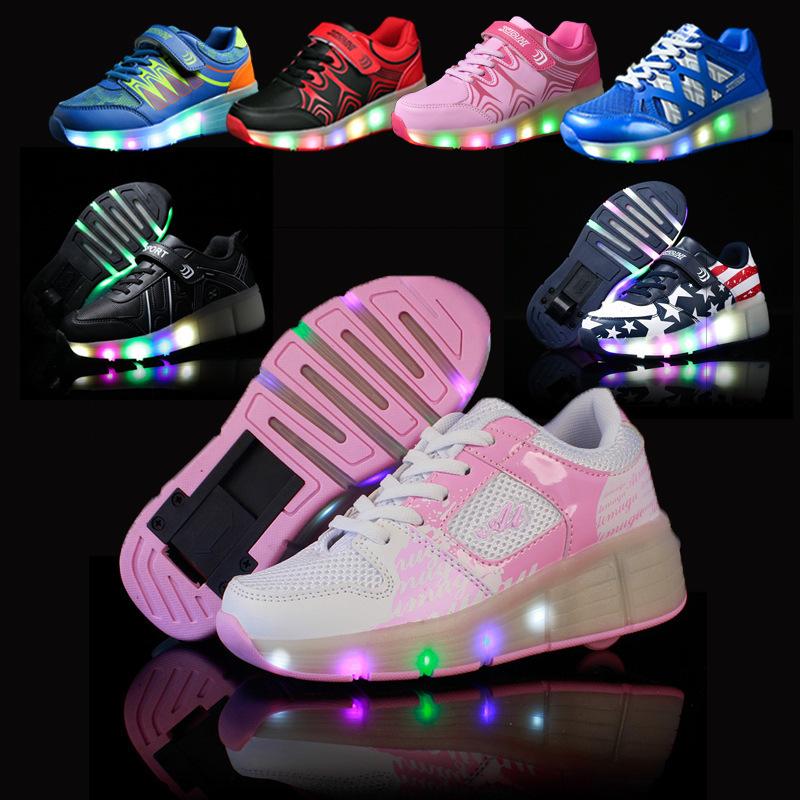 New Code Children's Single-wheel Runaway Shoes Vibrating Luminous Sole Double-wheel Colorful Light Wheel Shoes