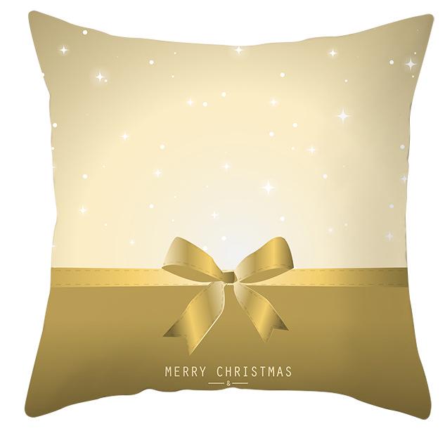 New Christmas Golden Snowflake Peach Leather Velvet Pillowcase Home Sofa Pillow Cushion Cover