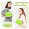 Quilted Makeup Bag Cosmetic Bags Puffy Travel Toiletry Pouch For Women Cute Checkered Zipper Bag Travel Essential Portable Aesthetic Organizer
