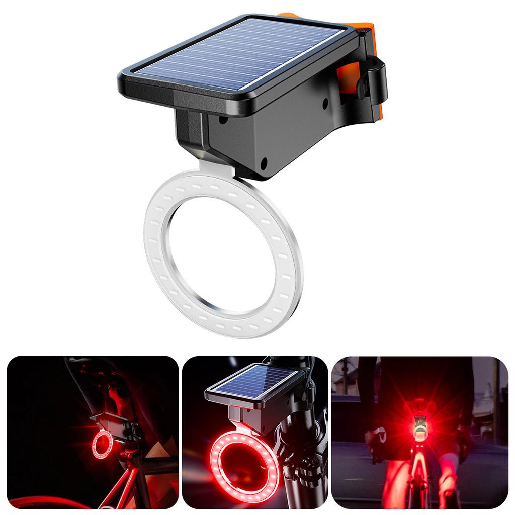 Rechargeable Solar Bicycle Rear Light Heart/Round Bike Taillight Mountain Bike Rear Light Cycling Safety Warning Lamp