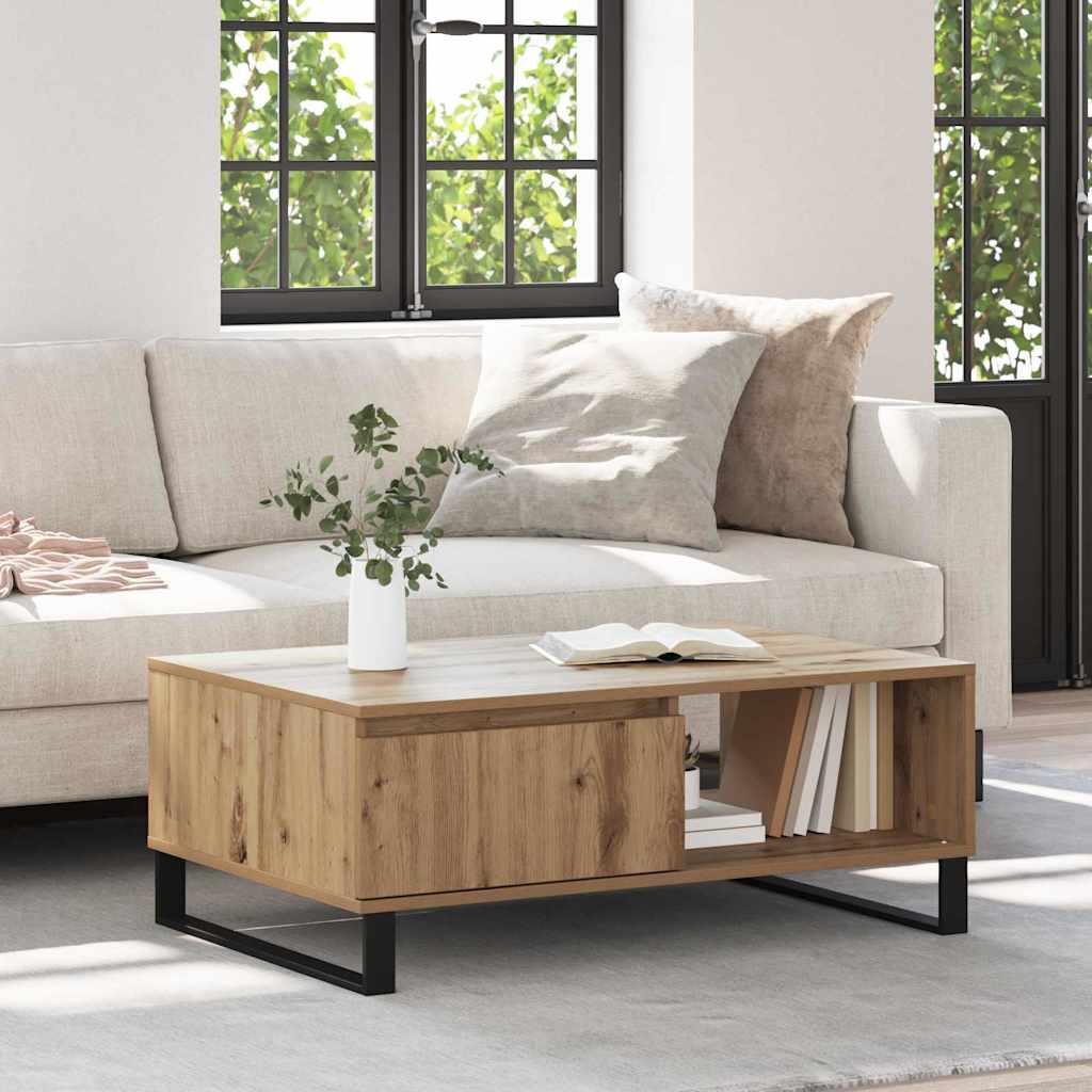 Artisan Oak Coffee Table 90 X 60 X 35 Cm Wood Based Material