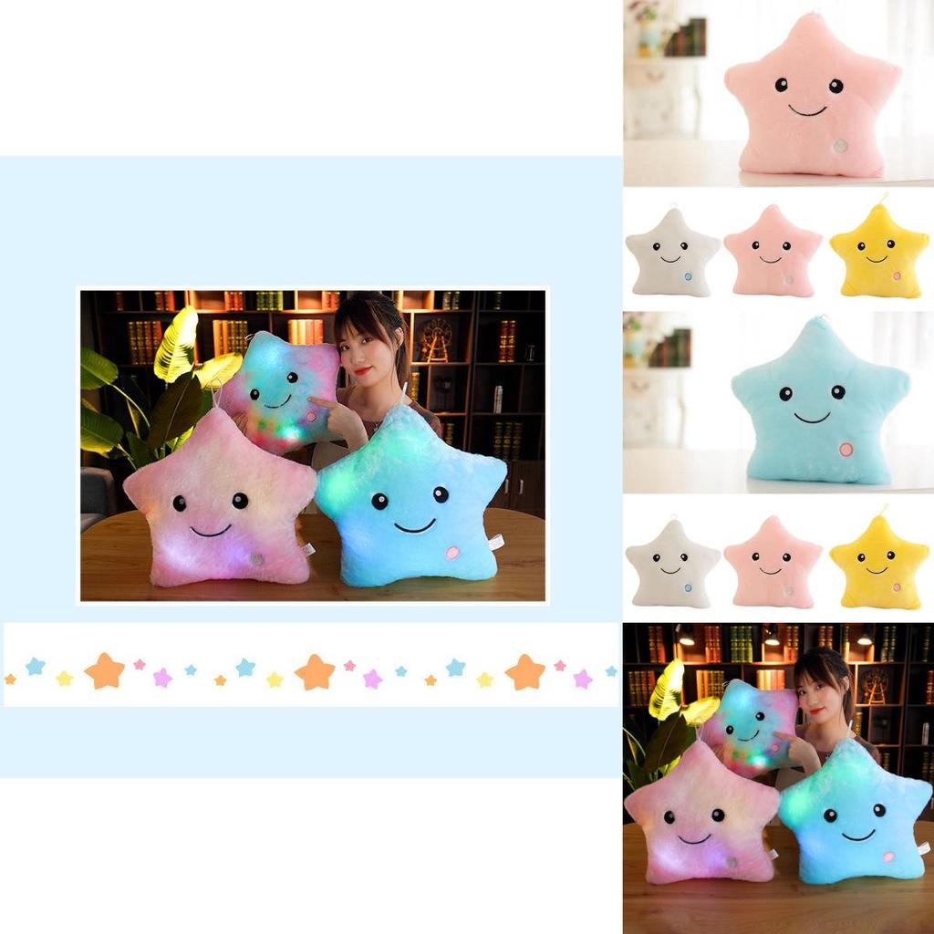 Luminous Glowing Led Colorful Stars Cushion Plush Toy Pillow For Kids' Rooms