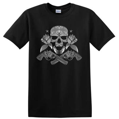 Skull Guns Design Graphic T Shirt for Men Women Cool Casual Tee