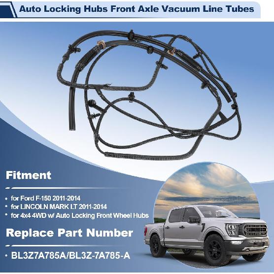 No.BL3Z7A785A Vacuum Tube Auto Locking Hub Front Axle for Ford F-150 F150 for LINCOLN MARK LT 4x4 4wd IWE Vacuum Lines 2011 2012 2013 2014 Replace