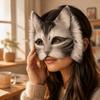 Maschera Mezza Faccia Maschera Therian Maschera Gatto Bianco Kit per Artigianato Maschera Animale Compleanno