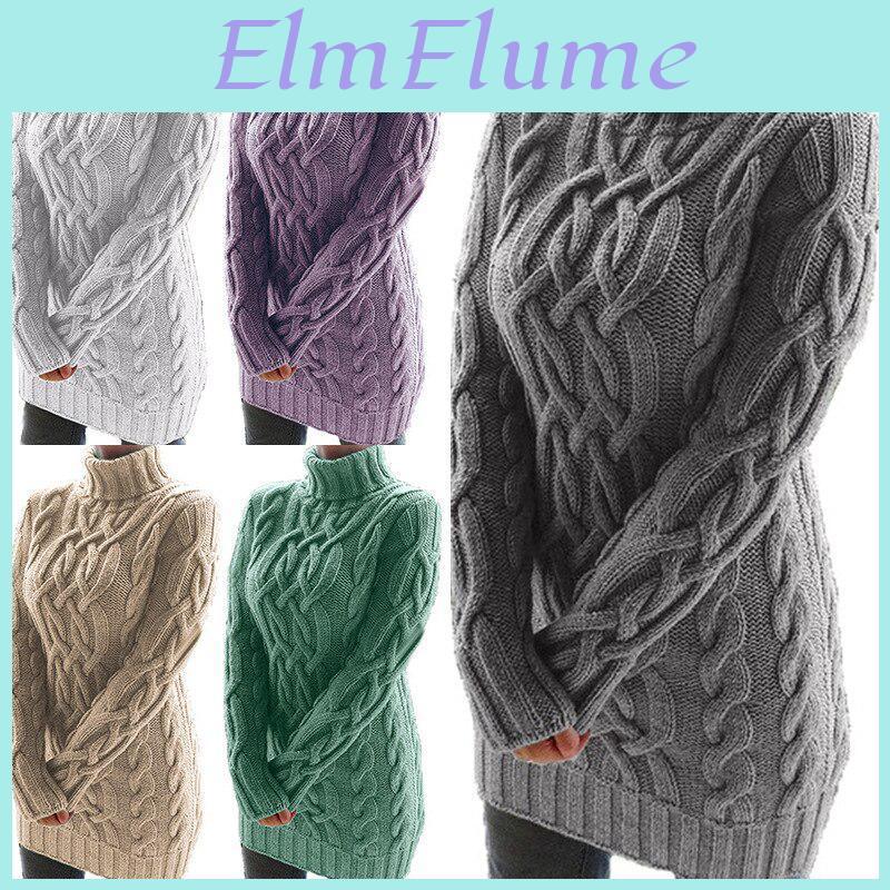 Thicken Winter Sweater Dresses Autumn For Women Turtleneck Long Sleeve Knitted Retro Sweaters Ladies Pullovers Sweater