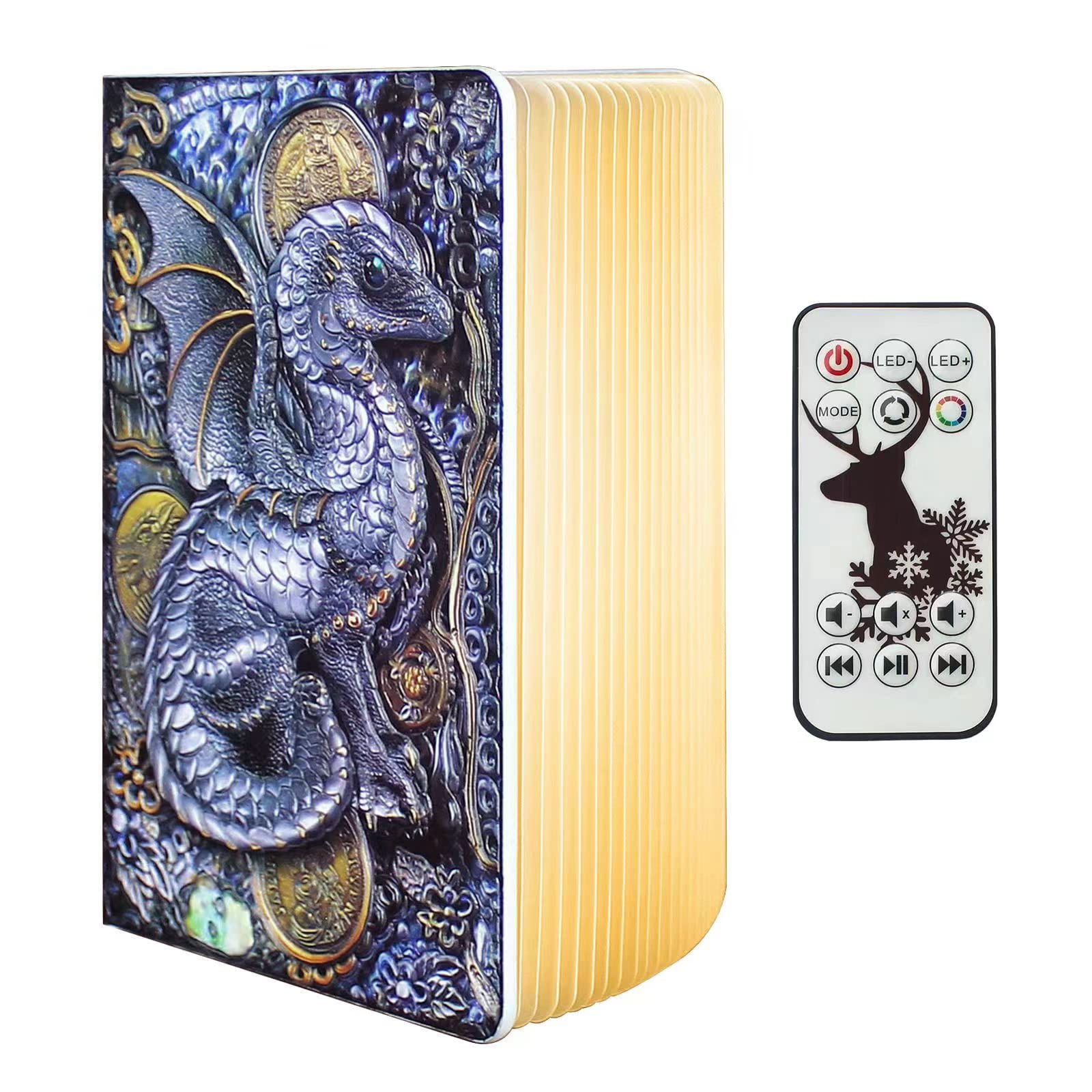 

Dragon night 4D embossed foldable book white noise gift for book lovers light, light, sound,