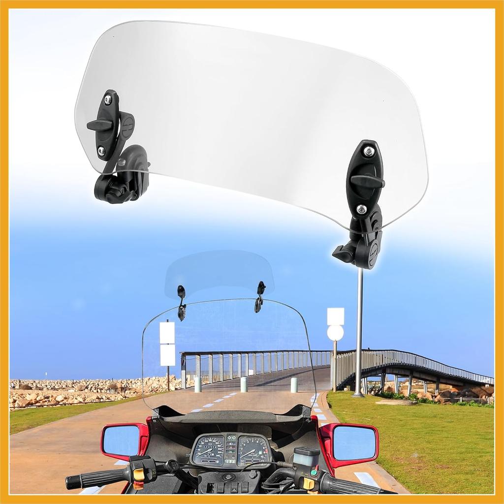 28.5cm Motorcycle Windshield Motorcycle Wind Deflector Clear Lens Adjustable Clip Windshield Extension Universal Fit for Most Motorcycle Scooter