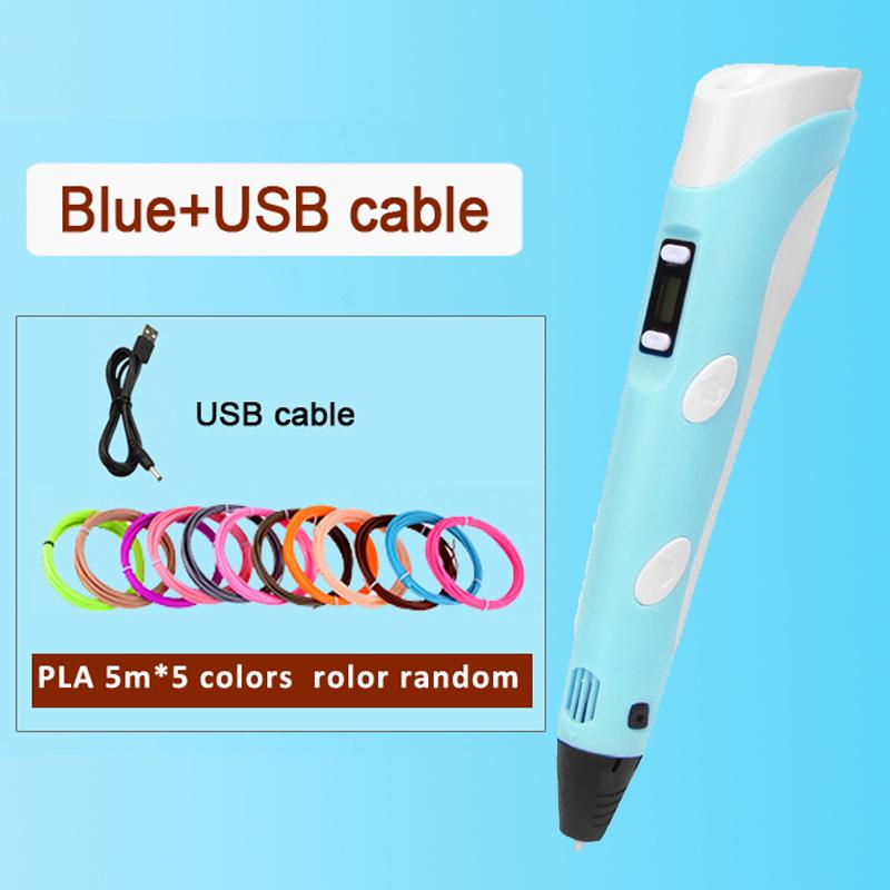Electronic 3D Printing Pen With LED Display 25M PLA Filament Children USB Drawing Tool Drawing Toy DIY Christmas Birthday Gift