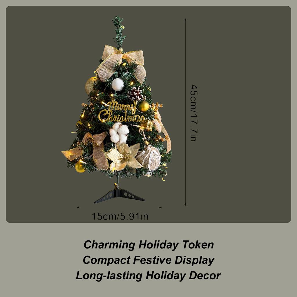Small Christmas Tree Artificial With Balls Bow Mini Christmas Tree With Lights For Home Decor Indoor Outdoor Bedroom Living Room
