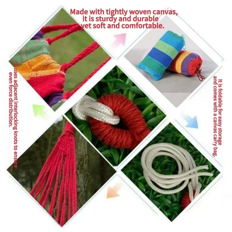 1Set Outdoor Canvas Camping Hammock Anti Rollover Portable Thicken Fabric Single/Double Hammock With Carry Bag For Patio